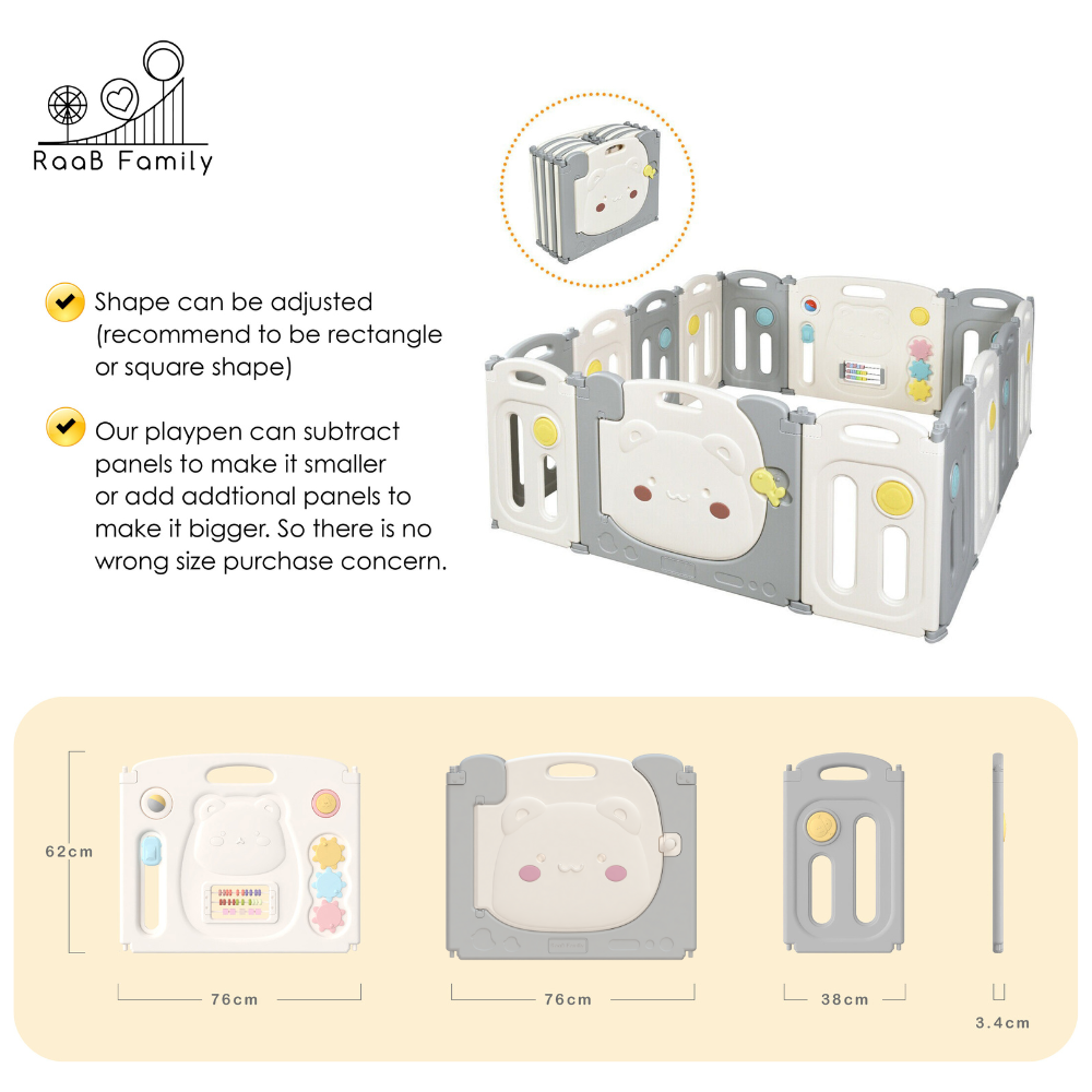 Raccoon Playpen - Fun Sensory Perfect Fit Set (Playpen + Play Mat)